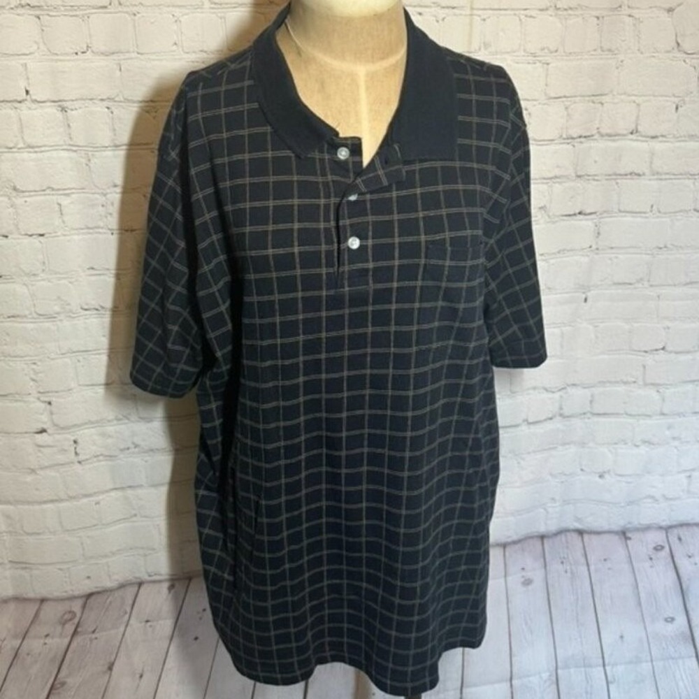 Preppy Golf Black Checkered Plaid Golf Polo Shirt Croft & Barrow Mens XL